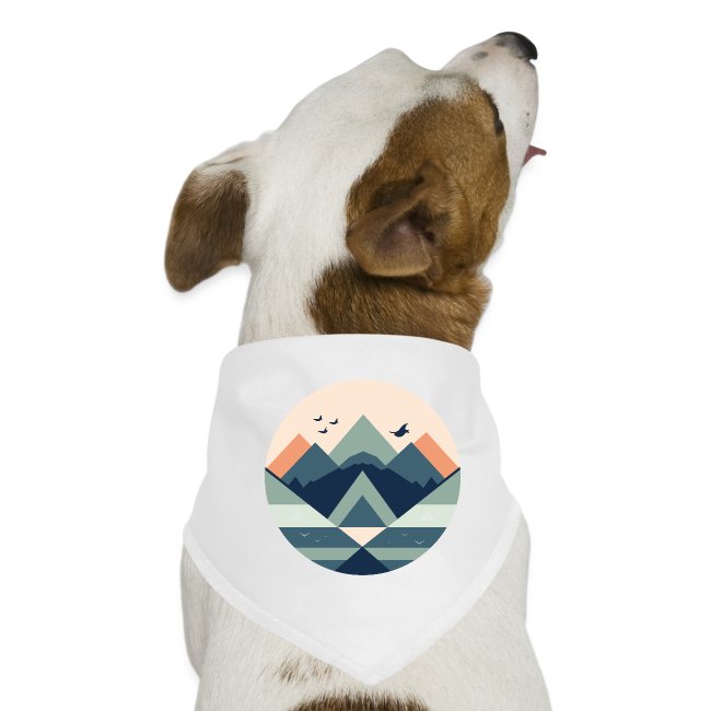 hunde-bandana-silhouette-eines-zeltes-vor-dem-hintergrund einer Bergkulisse