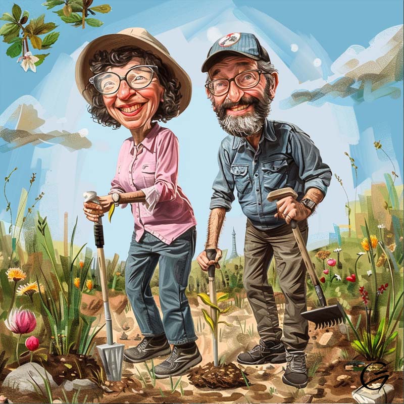 Wedding day cartoon gardening-from-G-Art