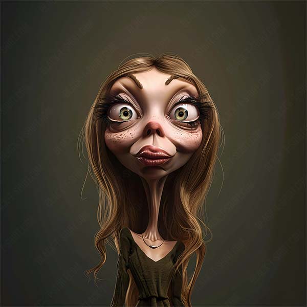 Karikatur-Frau-mit-grossen-Augen