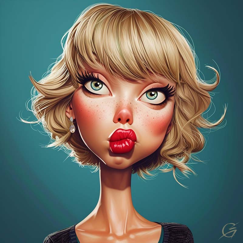 Commission caricatures of celebrities like Taylor Swift