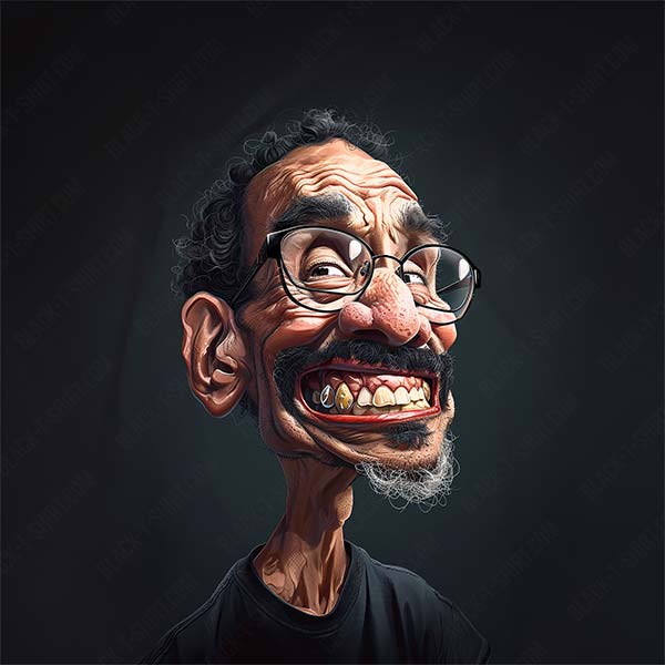 Karikatur Mann mit breitem Grinsen