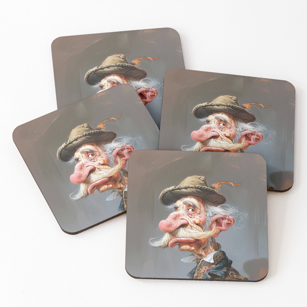 old-man caricature coaster