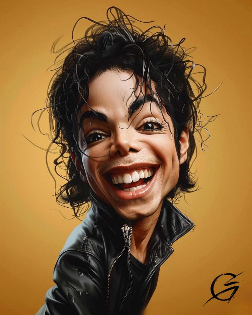Michael Jackson caricature in black jacket