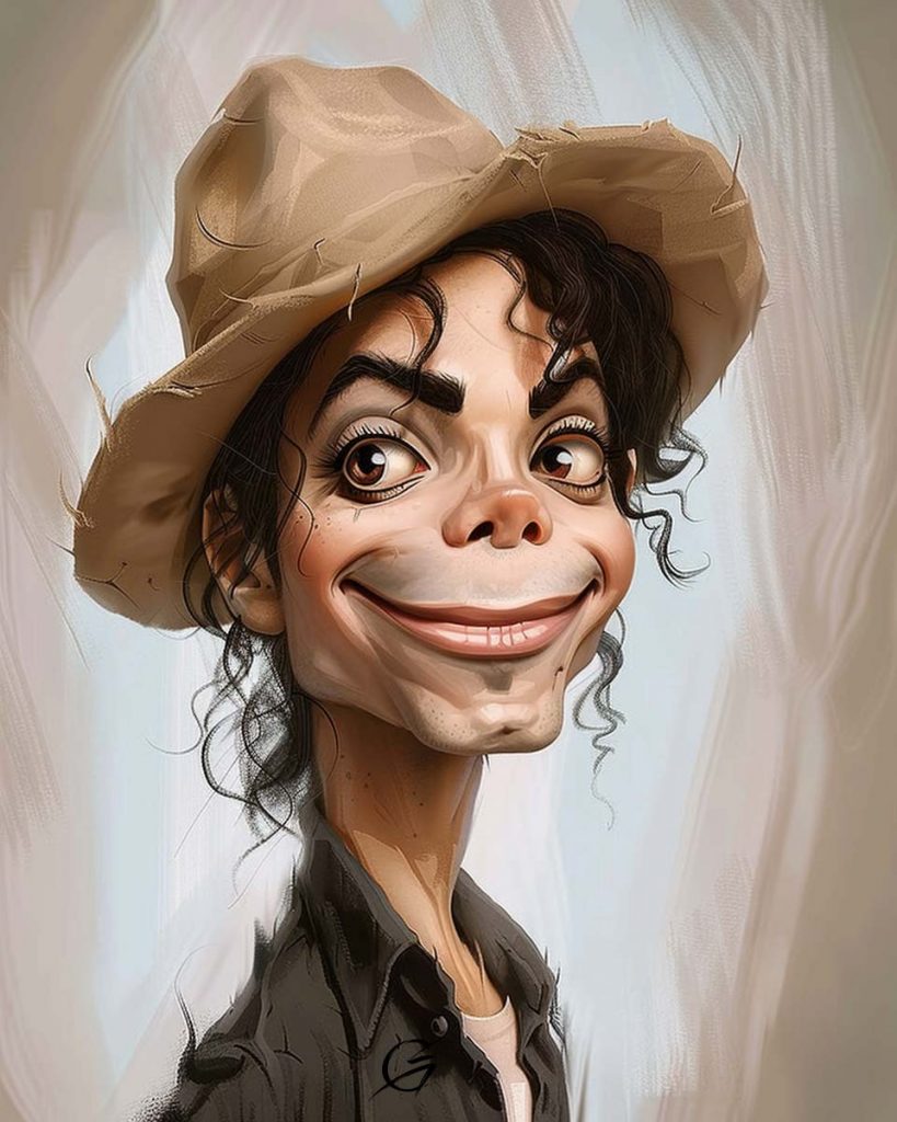 Caricature of Michael Jackson with striking features
