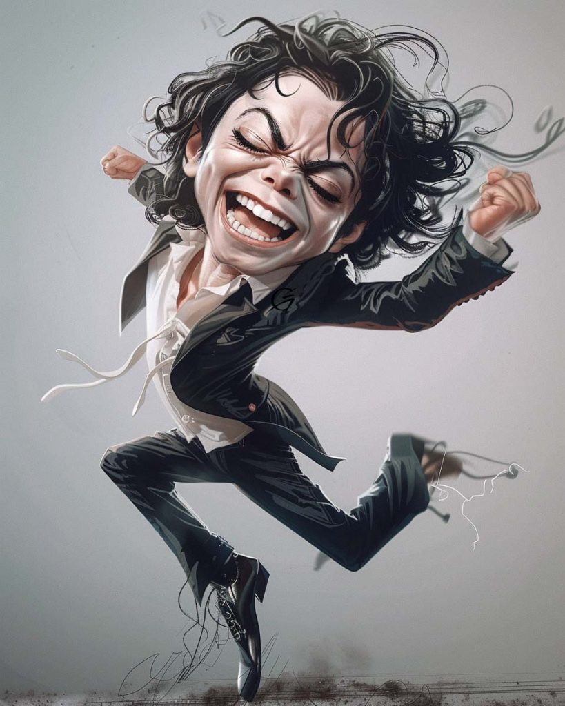 Caricature of Michael Jackson in a dance movement