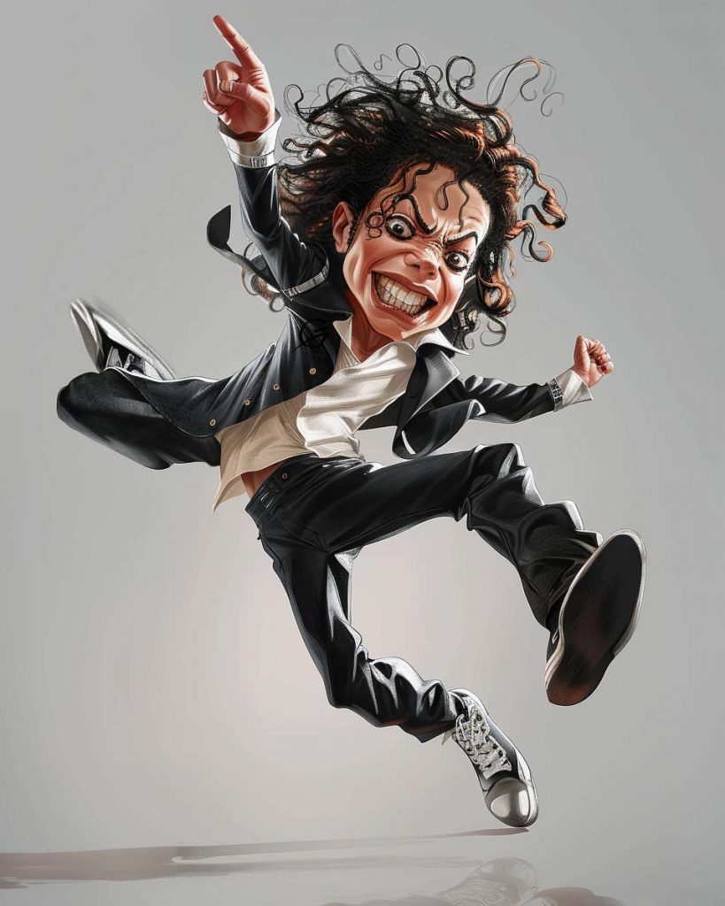 Michael Jackson caricature in a dynamic scene