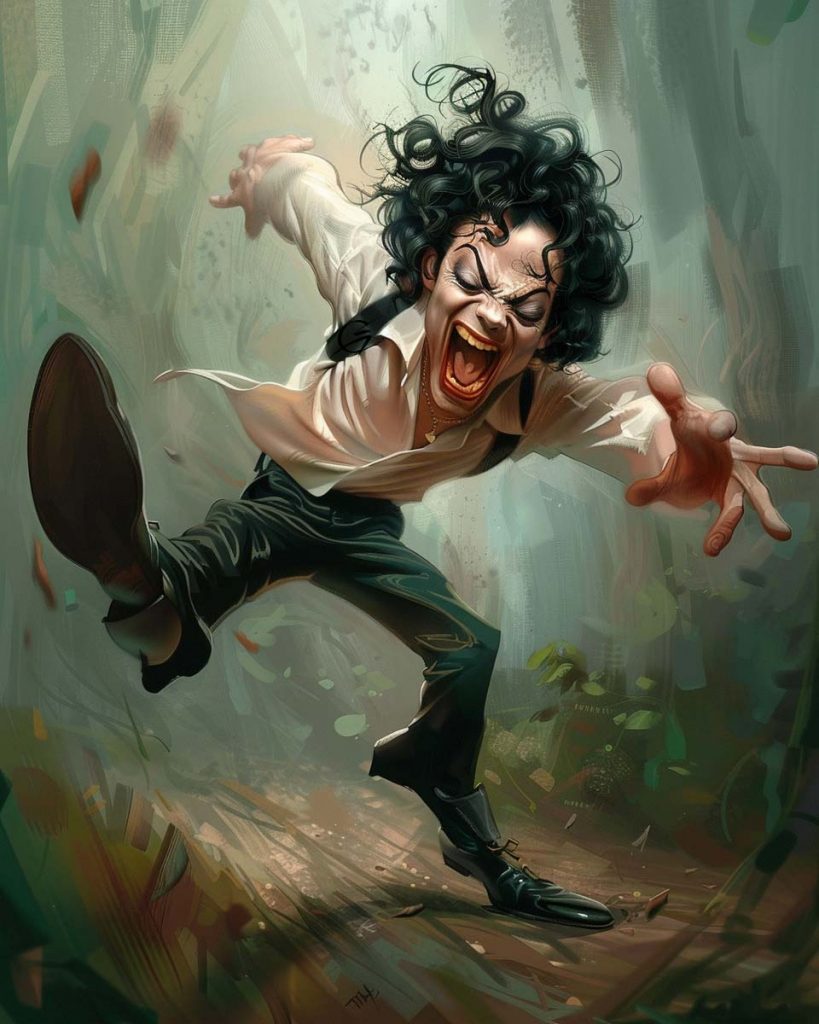 Michael Jackson caricature in eye-catching costume