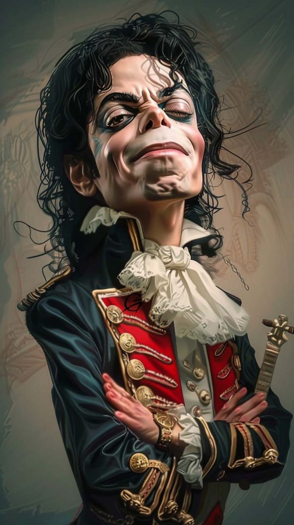 Michael Jackson caricature in eye-catching costume