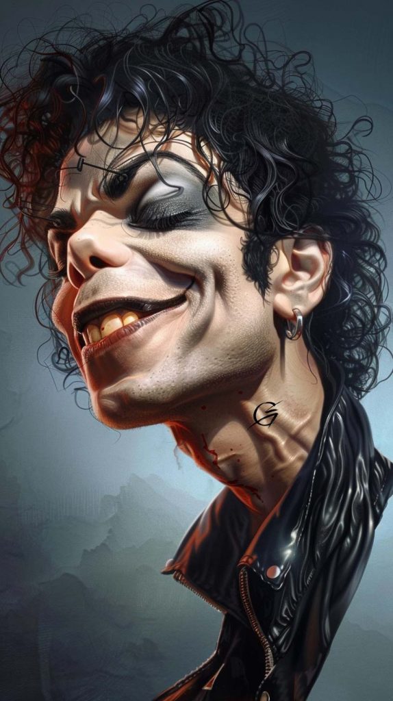 Caricature of Michael Jackson with striking features