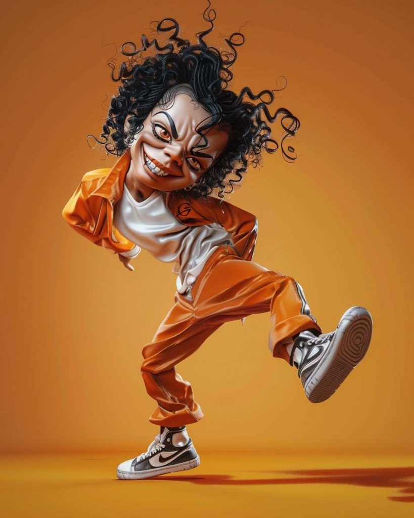 Michael Jackson caricature in a striking outfit