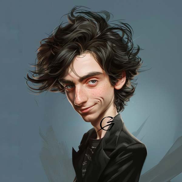 Hollywood Stars caricature Timothée Chalamet