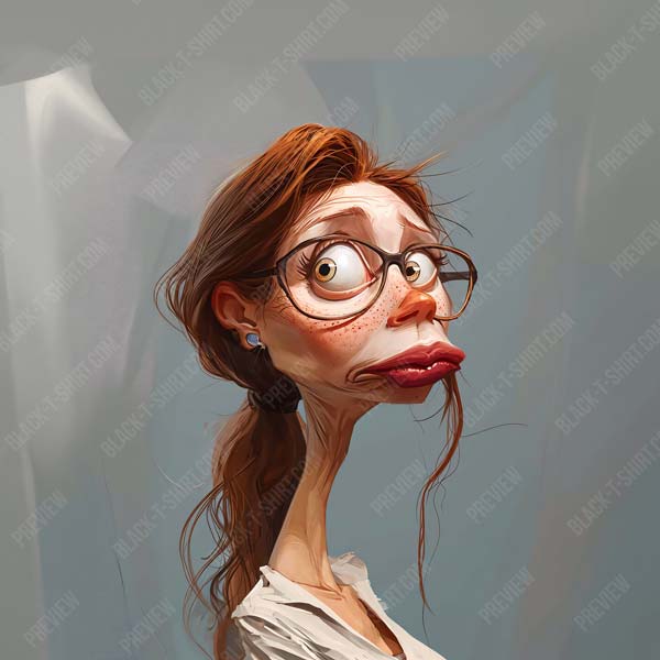 Karikatur Nerdige Nora