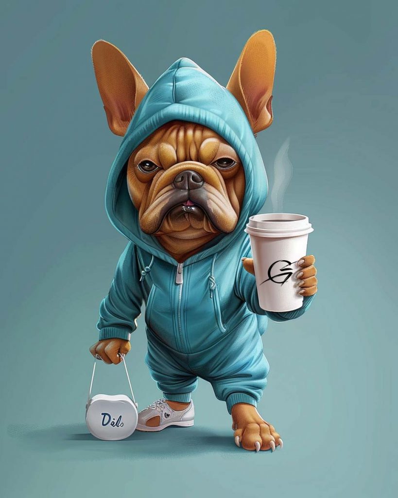 Lustiger Hund mit Kaffee