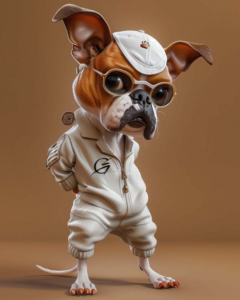 Stylischer Hund mit Sonnenbrille – Die Karikatur eines coolen Vierbeiners